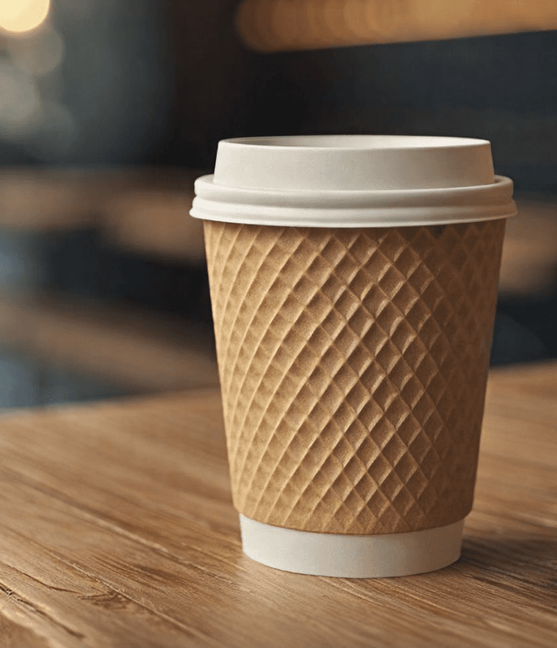 A disposable coffee cup